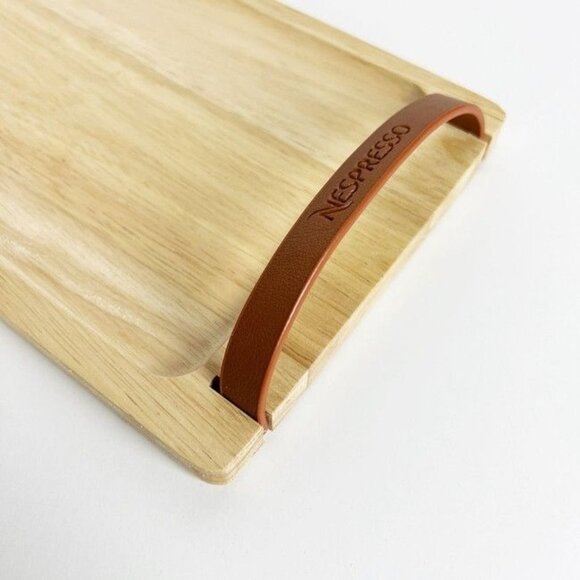 Nespresso Wood Serving Tray With Leather Handles - Picture 2 of 6